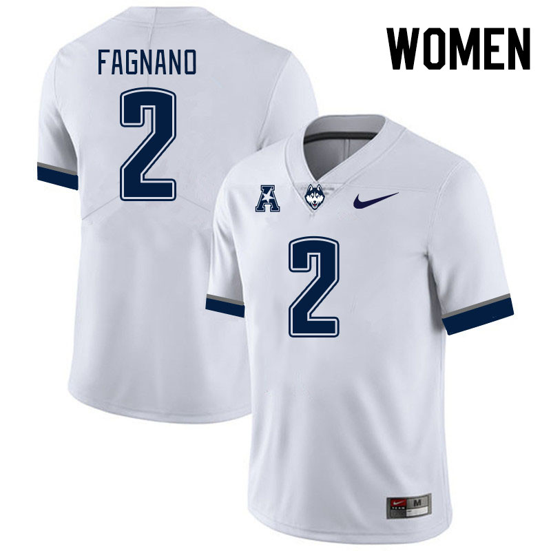 Women #2 Joseph Fagnano Connecticut Huskies College Football Jerseys Stitched Sale-White